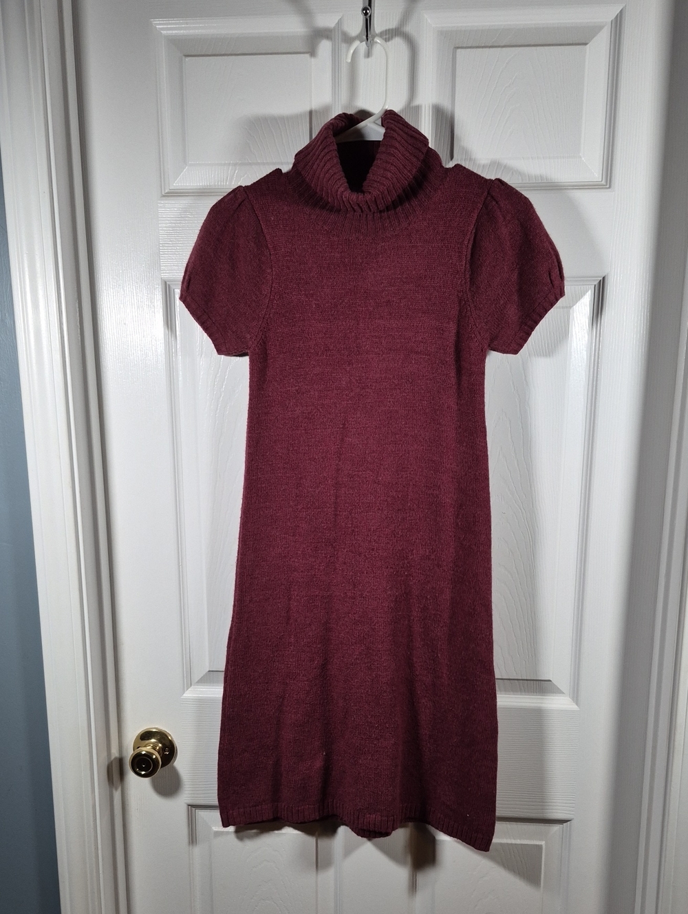 Duck Head Burgundy Short-Sleeve Turtleneck Midi Dress